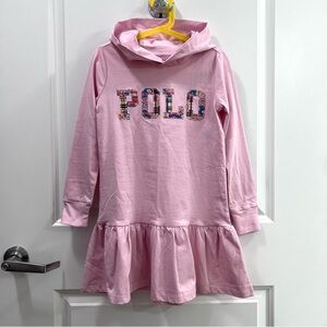 Polo Ralph Lauren Logo Cotton Jersey Hooded Dress Color Hint of Pink Size S (7)
